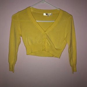 Pastel yellow cropped cardigan!